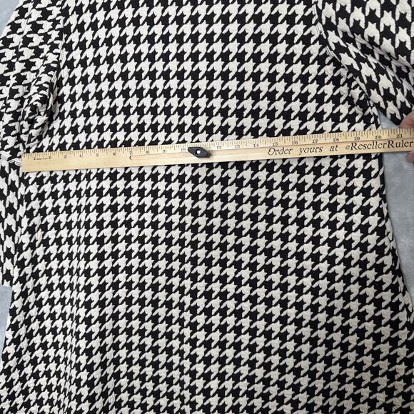 Ali Miles Top Womens Medium Black White Houndstooth Bell Sleeve Artsy Langenlook - Picture 7 of 11
